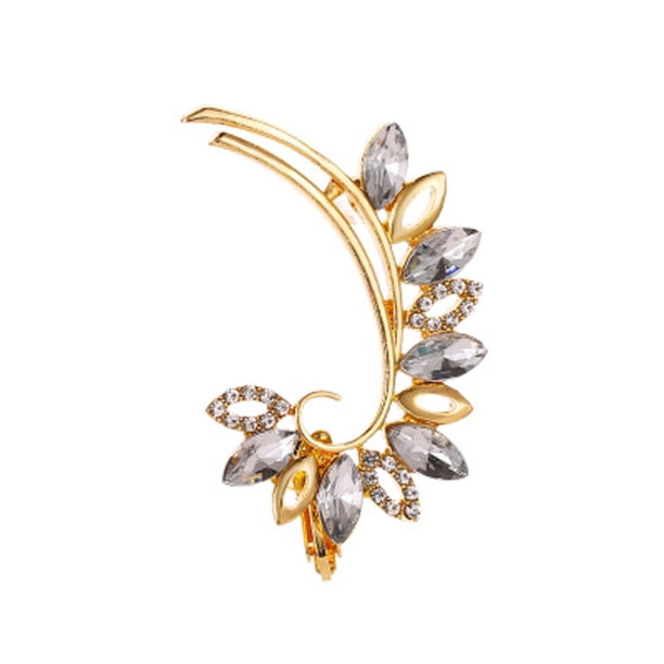 Pendientes de botón para mujer, pendientes de botón, pendientes de botón para mujer con temperamento, pendientes de clip de oreja de cristal con flor de diamante lleno, pendiente de aleación