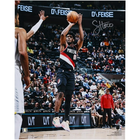 Scoot Henderson Portland Trail Blazers Autographed 16" x 20" Shooting in Black Photograph - Fanatics Authentic Certified