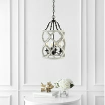 SAFAVIEH Quinby 4 Light Geometric Pendant, Bronze Black/Wood