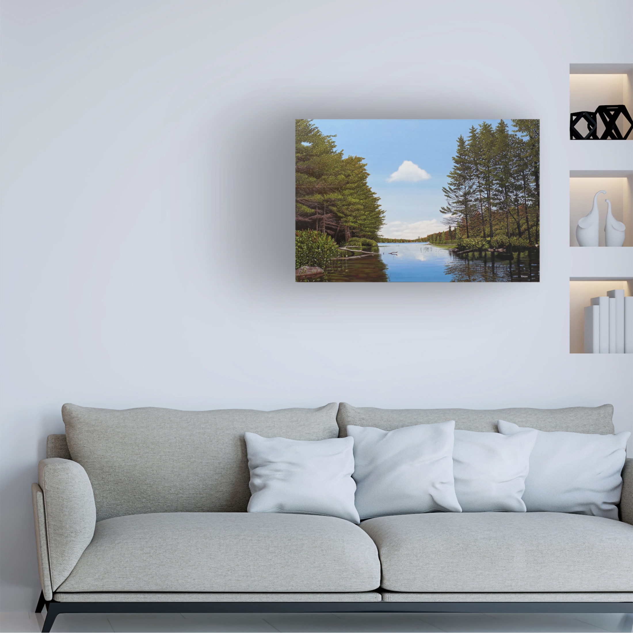 Canvas Wall Art - Kenneth M Kirsch 'Spider Lake Pond' Wall Art for Living Room, Bedroom, or Office Décor by Trademark Fine Art - 19 x 12 Inches