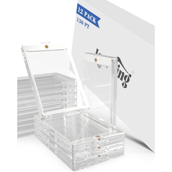 Lzerking Magnetic Card Holders 12 Pack, 130PT One Touch Card Holder for Trading Card, Baseball Card, Sports Card