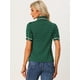thumbnail image 4 of Camiseta De Manga Corta Con Cuello Peter Pan Y Lunares Para Mujer Verde Oscuro L, 4 of 5