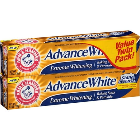 toothpaste hammer arm whitening baking soda peroxide advance extreme mint oz pack twin walmart fresh stain defense flavor