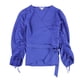 thumbnail image 1 of bar III Blusa de punto con pliegues para mujer, azul, mediana, 1 of 2