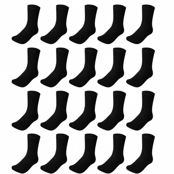 Stcellnmex Solid Color Cotton Crew Athletic Casual Socks For Mens Womens Adult Daily Wear 20 Pairs
