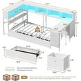 thumbnail image 4 of Twin Size Daybed with Drawers and Bookcase Storage,Corner Bed Frame with Desk,Charging Station and Led Lights,Twin Metal Platform Bed Frame with Open Shelves,White, 4 of 13