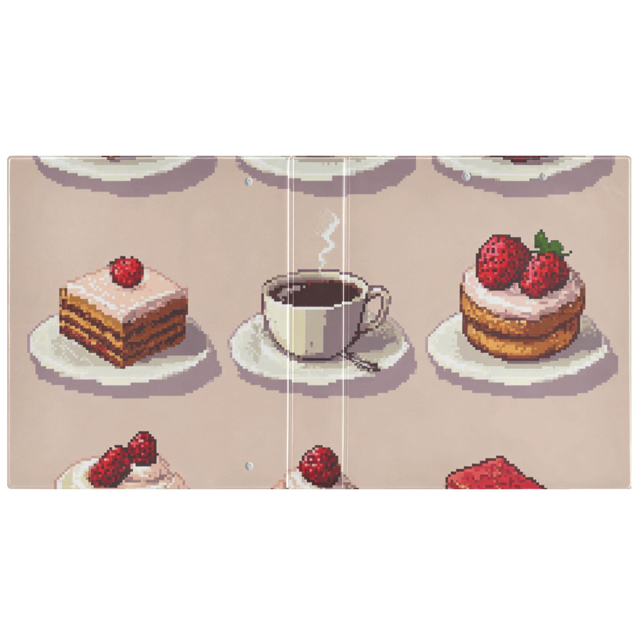 Pixel Cakes and Strawberry 3 Ring Binders 1.5 inch Hardcover File Folders with Interior Pockets A4 Size Organizer for School Office Hospital