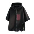 thumbnail image 5 of Puliio Men's Patch Pocket Zip Up Hoodie Oversized Short Sleeve Hooded Jackets Daily Casual Sweatshirts, 5 of 6