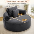 thumbnail image 3 of Muumblus 55" Indoor Round Lounge Chair, Oversized Boneless Accent Barrel Chair, Dark Gray Corduroy, 3 of 10