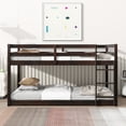 thumbnail image 2 of Leumius Twin over Twin Floor Bunk Bed with Ladder ,Upper and Bottom Bed Platforms Crafted with Strengthened Slats for Boys Girls Espresso, 2 of 9