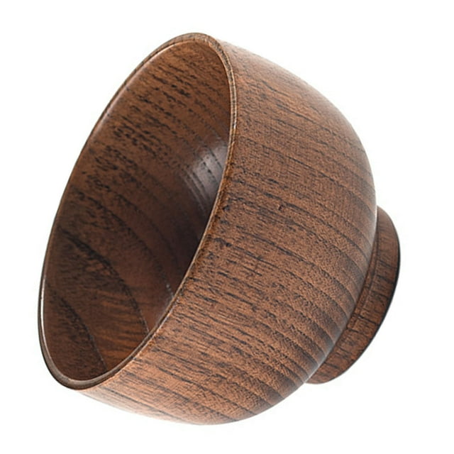 Sour Jujube Wood Bowl, Japanese Style Soup Rice Bowl for Kids Adults with Old Lacquer Finish, Insulation Performance, Wooden Tableware