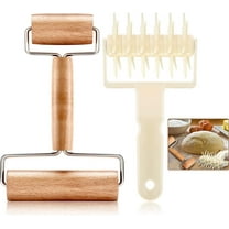 2 Pieces Pizza Plastic Dough Docker Wood Pastry Pizza Roller, Time-Saver Pizza Dough Roller Docker for Pizza Crust or Pastry Dough