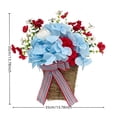 thumbnail image 2 of 4th of July Artificial Floral Wreath Flower Basket - Outdoor Hanging Red White Blue Flower Basket Garden Wall Decor for Courtyard Patio Independence Day Holiday Porch Scene Prop, 2 of 7