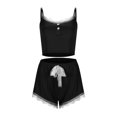 thumbnail image 4 of Bibifish Womens Pajama Sets Elegant Lace Sleeveless Strap Pajama Sets Cropped Cami Tops And Drewstring Shorts Breathable Home Wear Tank Tops For Ladies, 4 of 5