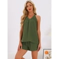 thumbnail image 3 of DARING DIVA 2 Pieces Lounge Set Pajama Halter V Neck Cami Shorts Outfit L Green, 3 of 6