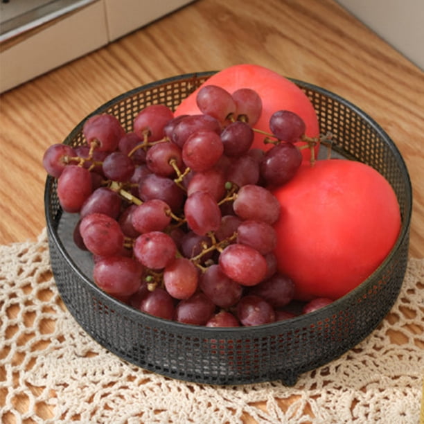Estante para frutas, bandeja para dulces de mesa de centro, estante de 2 niveles para aperitivos en el salón, estructura plegable de metal con base de madera, ideal para zonas de mucho