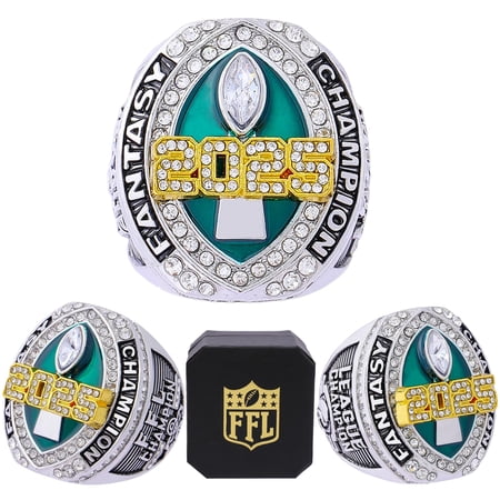 noblehead 2025 Fantasy Football Championship Ring | Heavy FFL Champion Trophy Ring | Gold Silver Tone Plated Award Trophy for Fantasy Football League Winner (twenty-five, size 13)