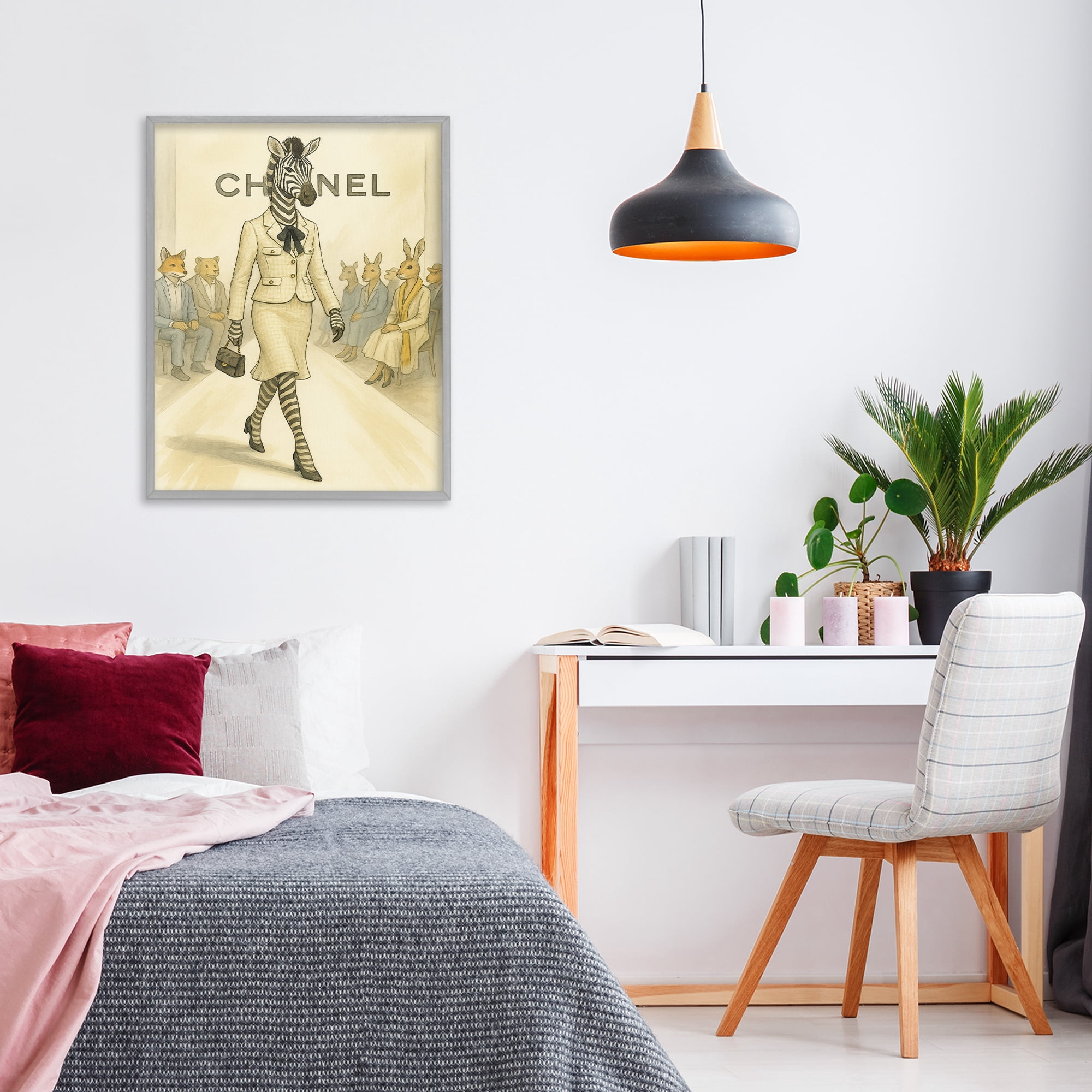 Stupell Industries Fashion Runway Zebra Gray Framed Giclee Art, design by Grotto Studios