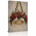 thumbnail image 3 of Canvas Wall Art Christmas Canvas Art Print Vintage Crystal Chandelier Red Poinsettia Holly Berry Pictures Wall Decor for Living Room Bedroom Artwork Decorations Stretched Framed Ready to Hang 12"x18", 3 of 9