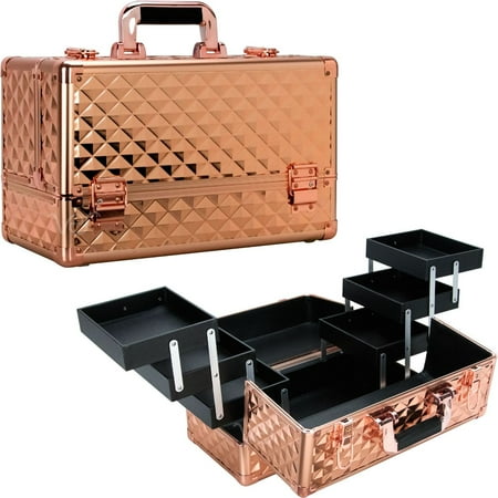 VER Beauty Professional 6-Tier Makeup Case Organizer Portable & Lockable (Rose Gold Diamond) VER Beauty Professional 6-Tier Makeup Case Organizer Portable & Lockable (Rose Gold Diamond)