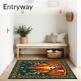 thumbnail image 3 of ODIKA 6'x9' Machine Washable Non-Slip Area Rug, Joyful Yuletide Celebration Reindeer Family Hearth High Traffic Rug with Pad, Orange, 609991, 3 of 8
