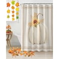 thumbnail image 5 of Fall White Shower Curtains for Bathroom, Pumpkin Sunflower Retro Linen Stripe Thanksgiving Waterproof Fabric Shower Curtain for Bathroom Bathtub Decoration, Machine Washable, 72"x84", 5 of 9