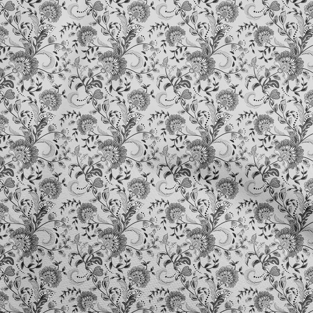 oneOone Polyester Spandex Light Gray Fabric Asian Japanese Floral Craft Projects Decor Fabric Printed By The Yard 56 Inch Wide