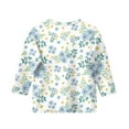thumbnail image 4 of YOUYEDIAN 3/4 Sleeve Shirts for Kids Girls Size 11-12 Floral Print Top Crewneck Tshirt Cute Tees Sky Blue 11-12 Years, 4 of 4