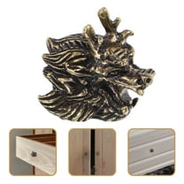 OUNONA Decorative Brown Brass Knobs for Home Use, Intricate Dragon Design