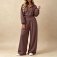 thumbnail image 2 of Zynoxe Womens Sweatsuits 2 Piece Set Comfort Drawstring Hooded Sweatshirt & Elastic High Waist Wide Leg Pants Suit Versatile Casual Track Suits Fashion Solid Color Suit Set with Pockets L, 2 of 10