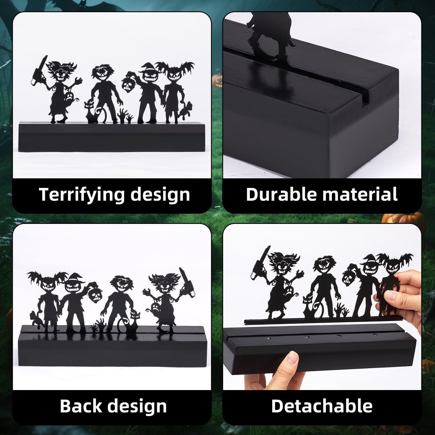 Battery Operated LED Table Decor with 4 Haunting Figures for Halloween