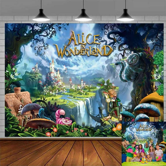 Alice in Wonderland Post Backdrop Banner Party Supplies Birthday Decorations Background for Photography Taspestry