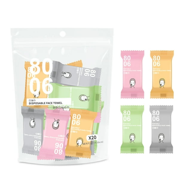 TOALLA COMPRIMIDA Compacta de 20 piezas, Toalla de Mano, empaquetada individualme, Limpieza facial desechable toalla de viaje para viaJes de negocios o salidas