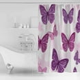 thumbnail image 4 of 60x72 Inch Shower Curtains for Bathroom Purple Butterflies Fabric Bath Curtain Decor Summer Butterfly Modern Art Waterproof Restroom Curtains Shower Set Accessories with 12 Hooks 60 Inch, 4 of 6