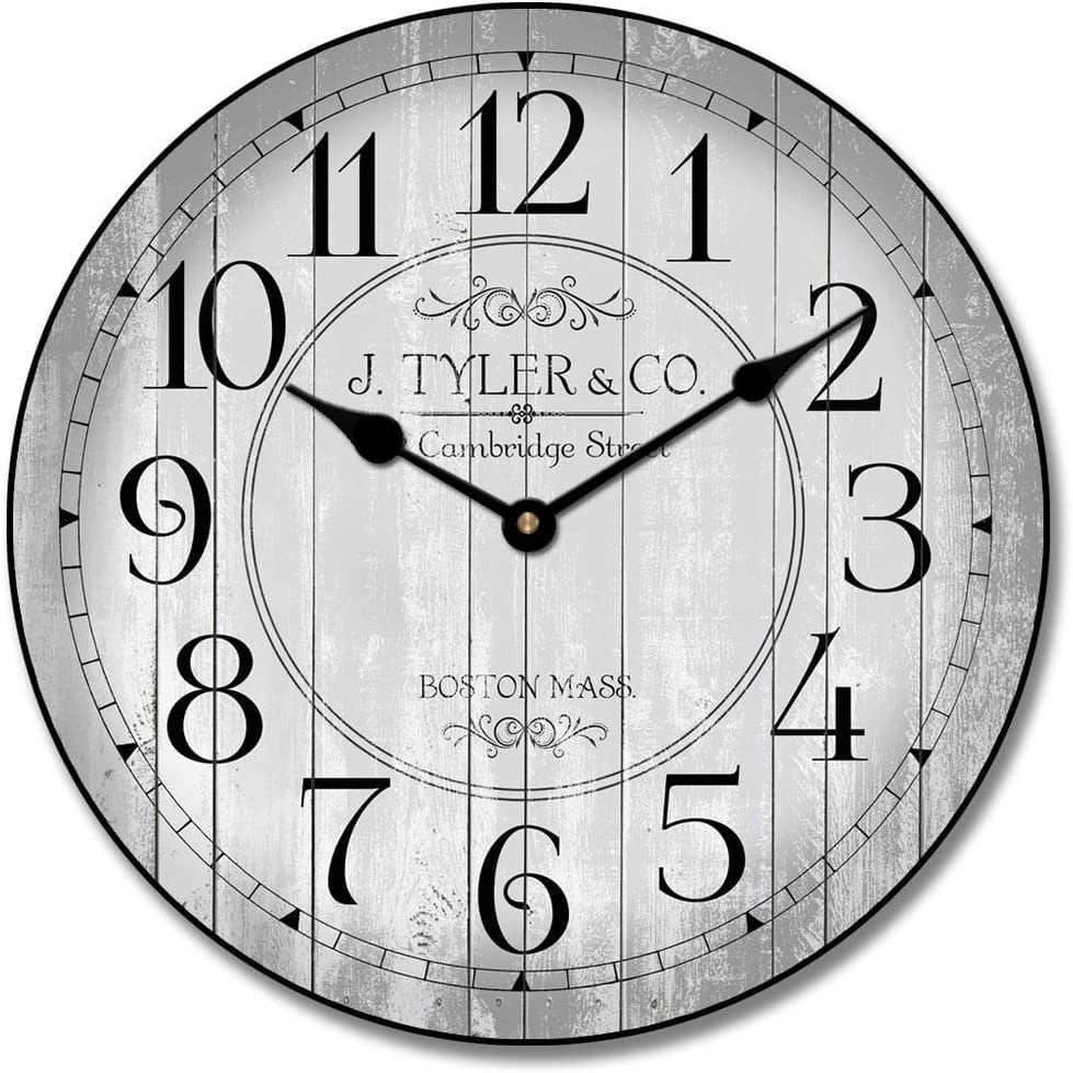 Harbor Gray Wall Clock Beautiful Color, Silent Mechanism, Made in USA