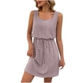 thumbnail image 2 of LOVZFMLL Robes Femmes Couleur Unie Frenum à Cordon Motif Creux Robe Sans Manches Col, 2 of 6