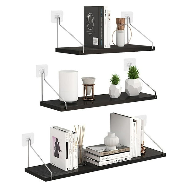 Repisas Flotantes de Pared, Set de 3 Estantes Minimalistas Baldas Flotantes Moderno Repisa Colgante de Almacenamiento Estanterías Decorativa para Sala Cocina BañoDormitorio Wall Shelves, 30-40-50*15CM