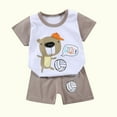 thumbnail image 5 of Piuwrlz Kids Short Sets Boys Girls Summer Outfit Set Printed T-Shirt and Shorts Set Coffee Size 5-6 Years, 5 of 5