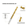 thumbnail image 3 of Titanium Hex Drill Bit Set 135 Degree Tip HSS Impact Drill Bit Set for Metal, Wood Quick Change Design, 3 of 6