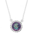 thumbnail image 2 of Sterling Silver Halo Necklace with Choice of Gemstone and Natural White Topaz- 18" Chain, 2 of 3