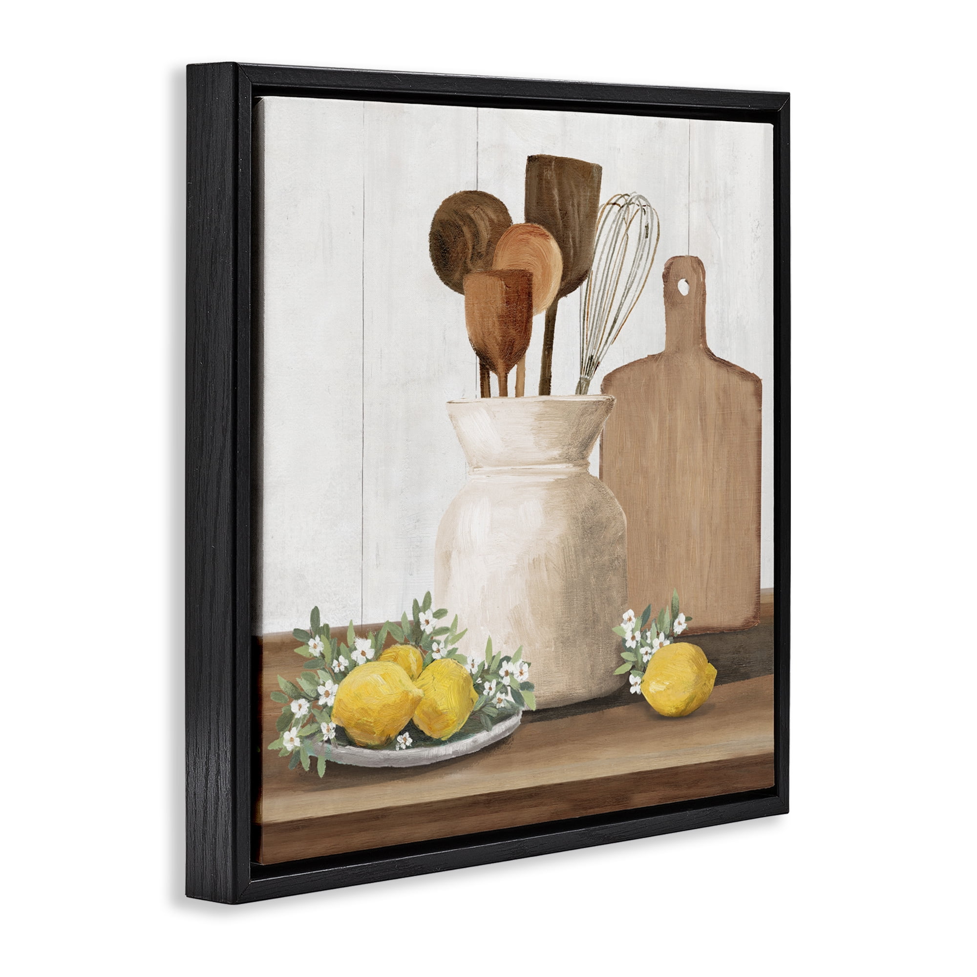 Stupell Industries Country Kitchen & Lemons Black Framed Floater Canvas Wall Art, design by White Ladder