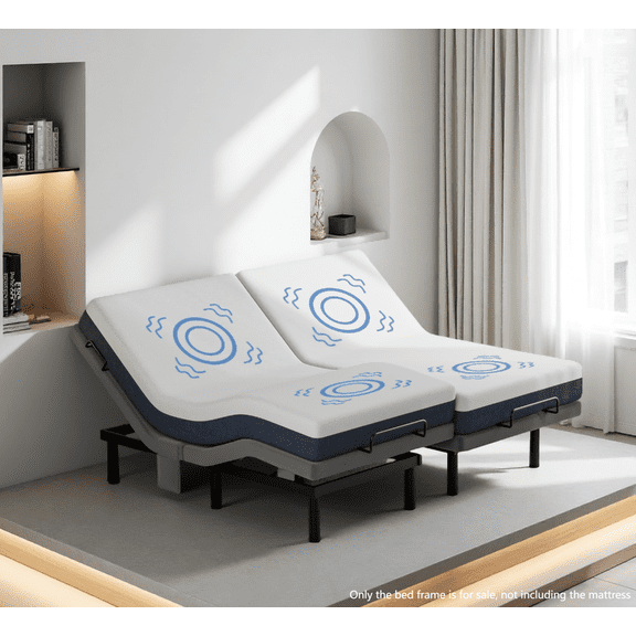 Cottinch Electric Adjustable Bed Frame Split King Metal Bed Base with Massage,2 USB Ports,Remote Control,1000lb Capacity
