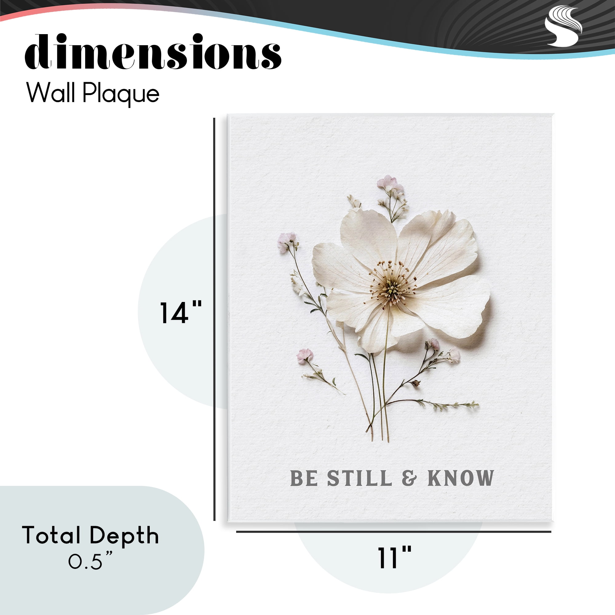 Be Still & Know Pressed Flowers Wall Plaque Art, design by Lettered and Lined