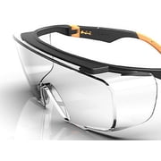 DEX FIT SG210 OTG Orange Safety Over Glasses (Clear Lens, Polycarbonate, One Size) - 1 Pair