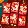 thumbnail image 6 of Pack of 6 Horse Pattern Red Envelopes Cultural Festival Supplies Birthday Wedding Celebration Paper Gift Holders, 6 of 9