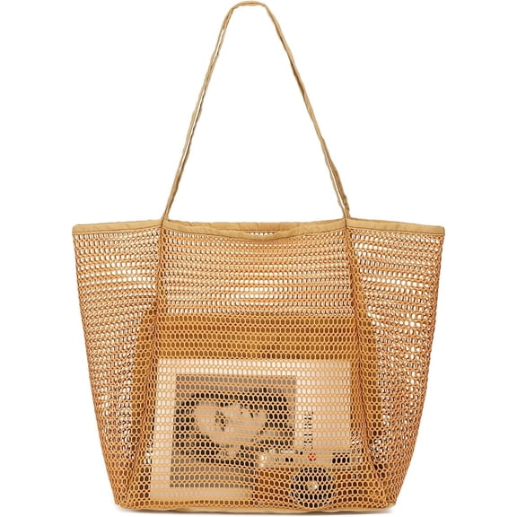 Mesh Beach Bag for Women, Summer Straw Tote Hobo Pool Bags with Zipper Pocket, Travel Cruise Essentials 2026