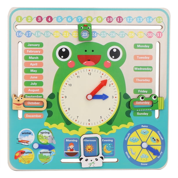 Reloj calendario multifuncional, reloj calendario multifuncional de madera, reloj calendario para niños, calendario de juguete diseñado para profesionales