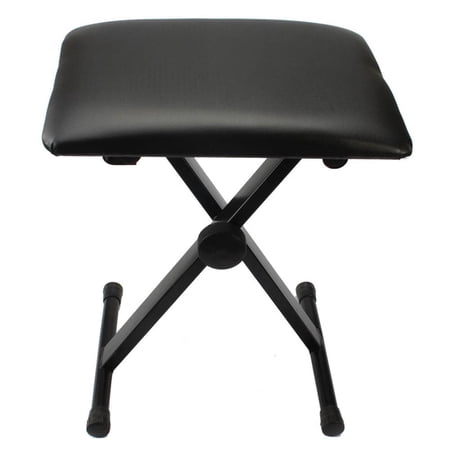 Glarry Folding Piano Keyboard Bench Leather Padded Stool X Seat Chair Adjustable, Black