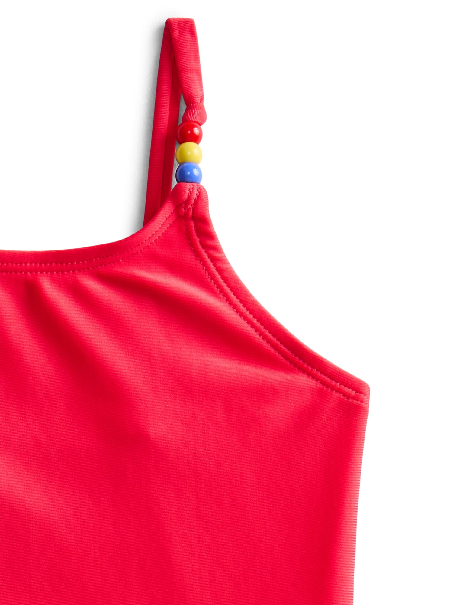 Wonder Nation Girls' Beaded Strap Tankini Swimsuit with UPF 50+, 2-Piece, Sizes 4-18 & Plus