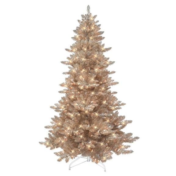 6.5 ft Pre-lit Royal Majestic Spruce Rose Gold Tree 500 Clear Incandescent Lights
